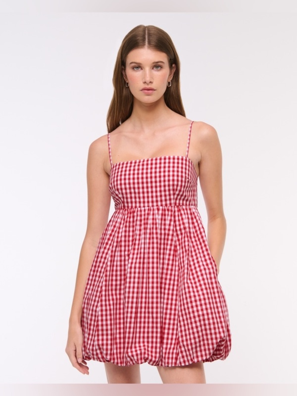 Abercrombie & Fitch Red Gingham Bubble Hem Mini Dress Size Small